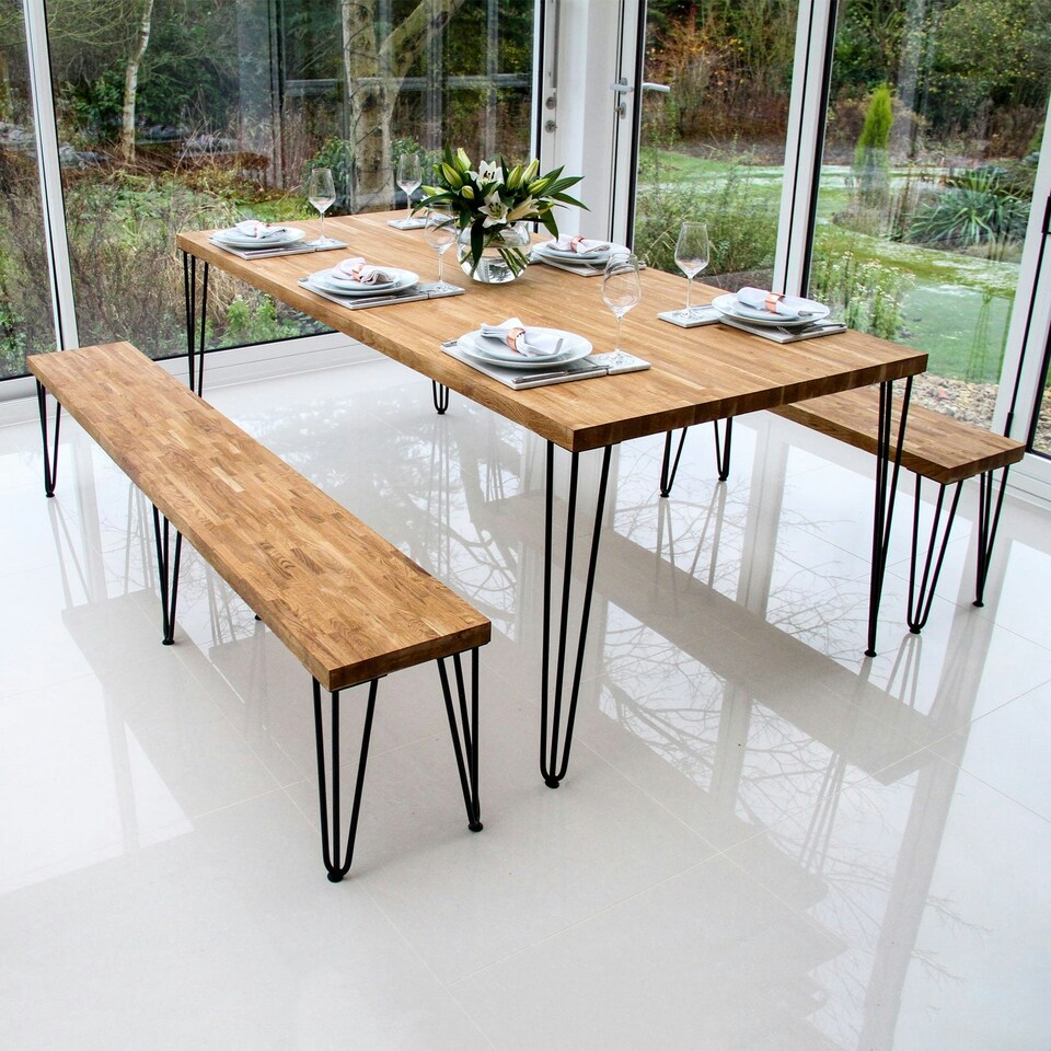 image 1 of 4 x 12" Hairpin Legs - 3 Prong - 12mm - Black Black