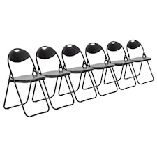 Harbour Housewares Padded Folding Chairs - Black - Pack of 6 | Black | Black