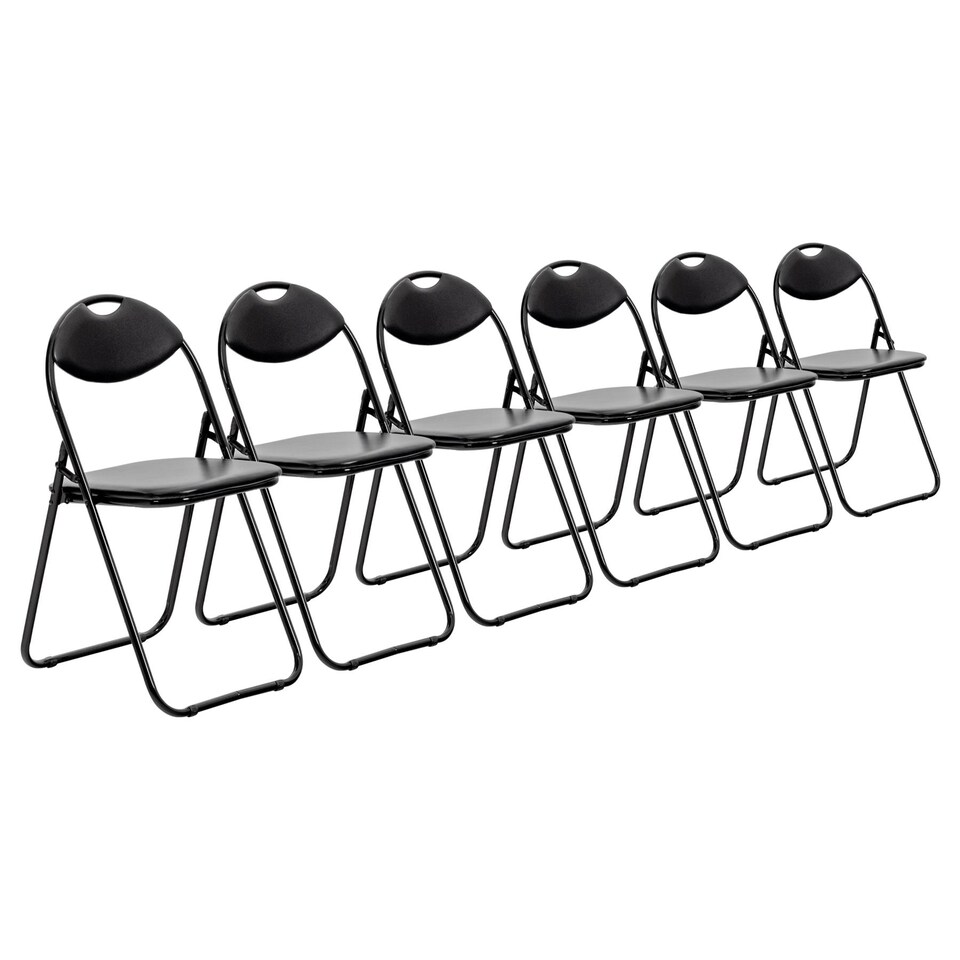 image 1 of Harbour Housewares Padded Folding Chairs - Black - Pack of 6 | Black | Black