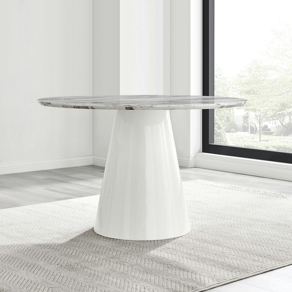 image 1 of Furniturebox Palma White Marble Effect Round Dining Table