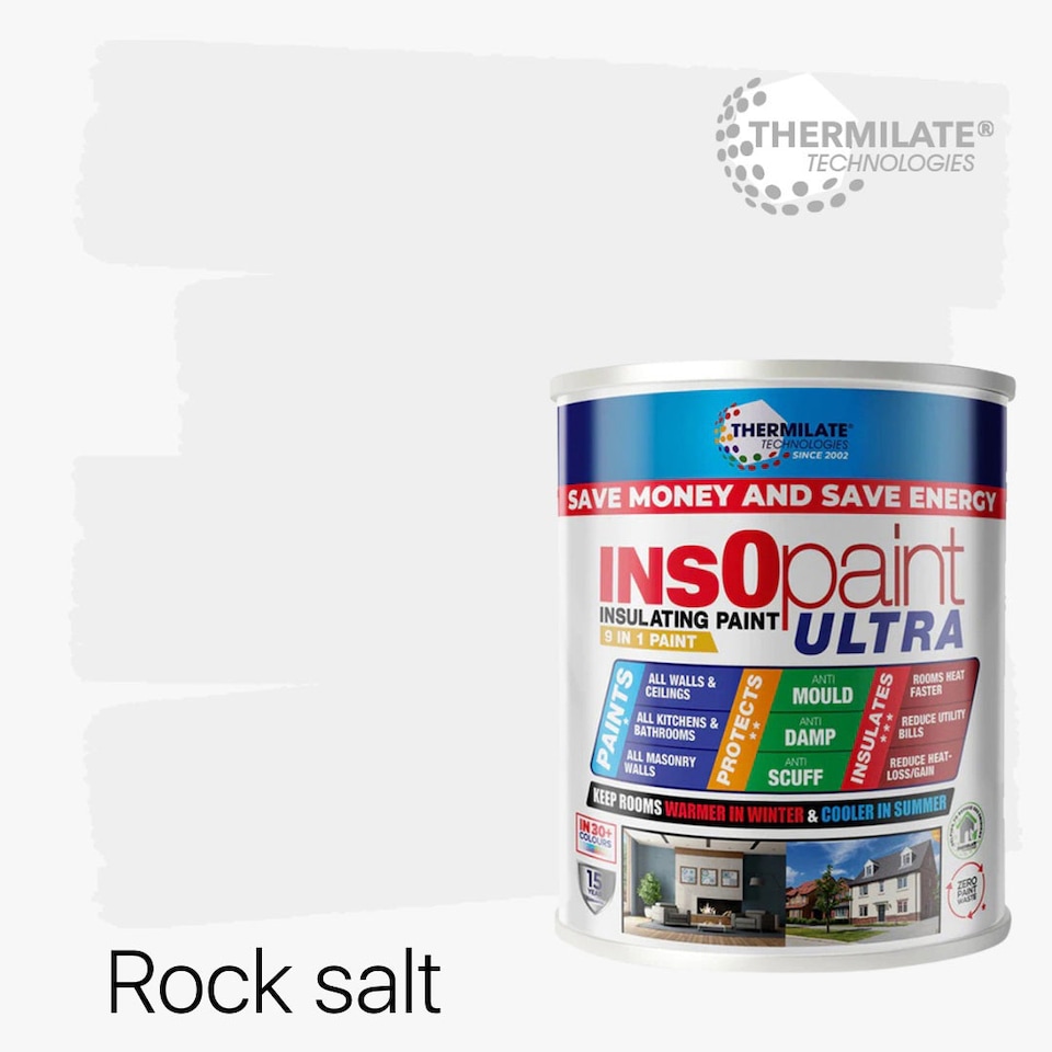 image 1 of InsOpaint ULTRA - 9 IN1 Interior & Exterior Paint-  Insulating & Energy Saving Interior Walls & Ceilings - Rock Salt - 1L