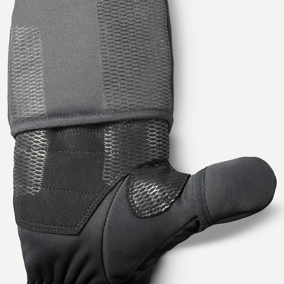 image 1 of Decathlon Adults’ Warm & Windproof Trekking Mittens, MT900 - Black