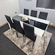 image 2 of Modern White And Black Dining Table Set With 6 Black Chairs Dining Room Furniture