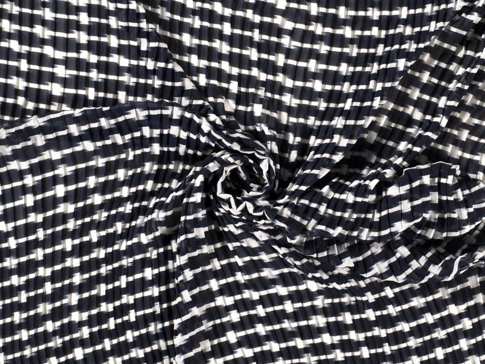 Navy Pleated Chiffon Plisse Fabric for Dressmaking, 140cm / 55" Wide - per metre