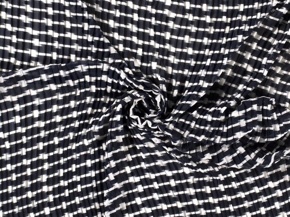 Navy Pleated Chiffon Plisse Fabric for Dressmaking, 140cm / 55" Wide - per metre