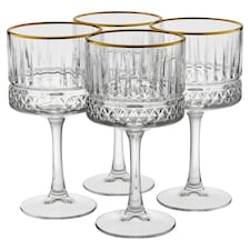 500ml Elysia Cocktail Goblets Gold Rimmed Long Stemmed Martini Glass | Clear | Clear | 4