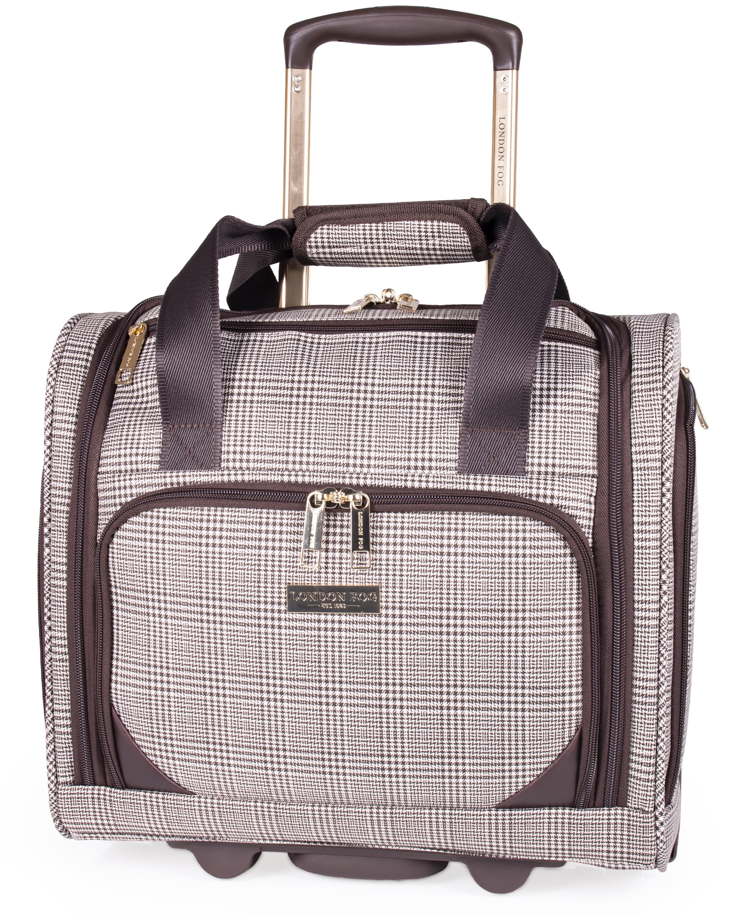 London Fog Camberley 15in Underseat Carry-On Flight Bag, 2 Wheel Cabin Suitcase, Brown