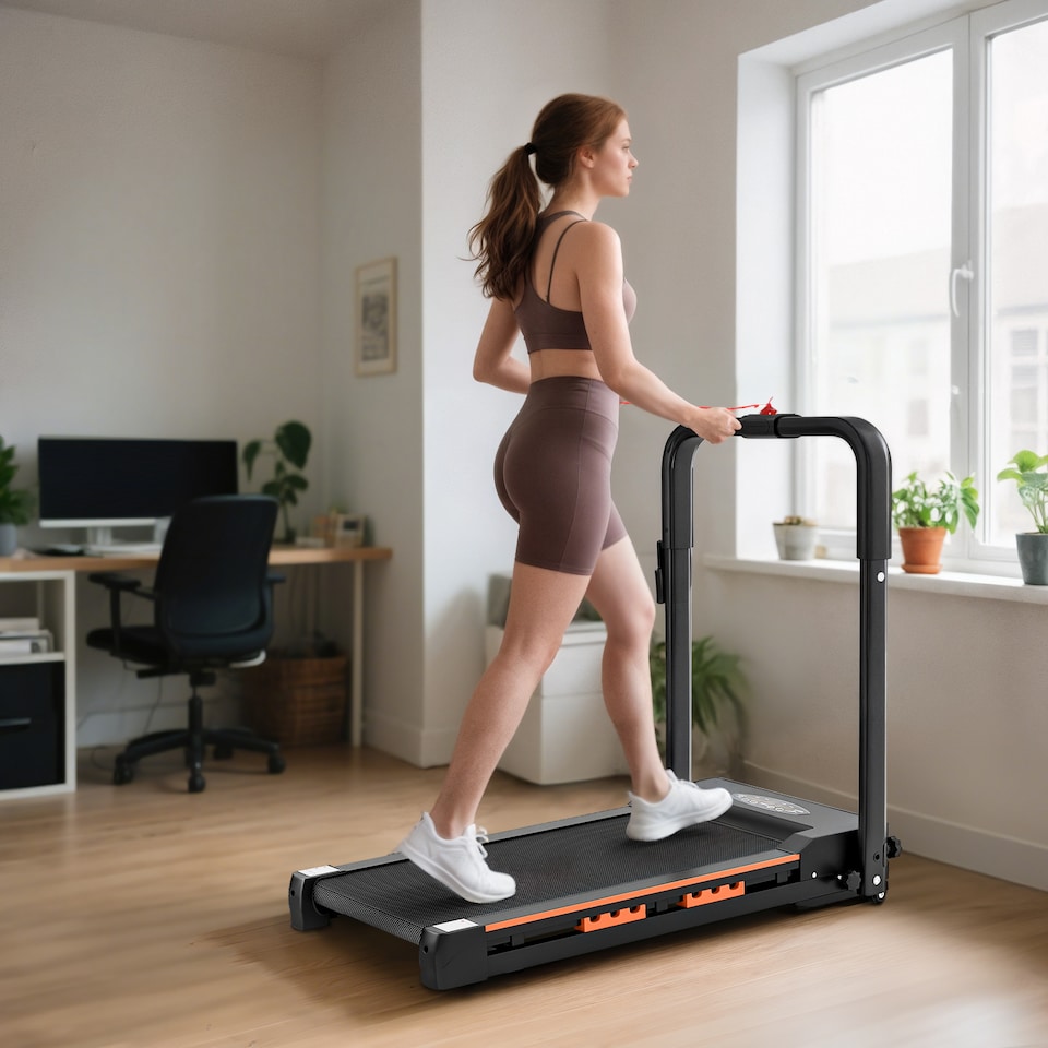 image 1 of HOMCOM Folding Motorised Treadmill Walking with Remote Control Black