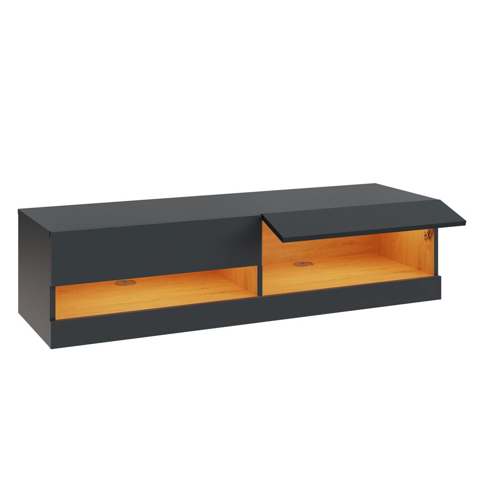 image 1 of Leon Wall TV Unit with LED | Grey | Anthracite