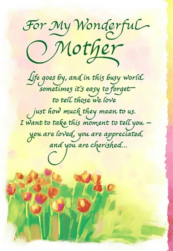 image 1 of For Wonderful Mother Heartfelt Sentimental Verses Keepsake Greeting Card