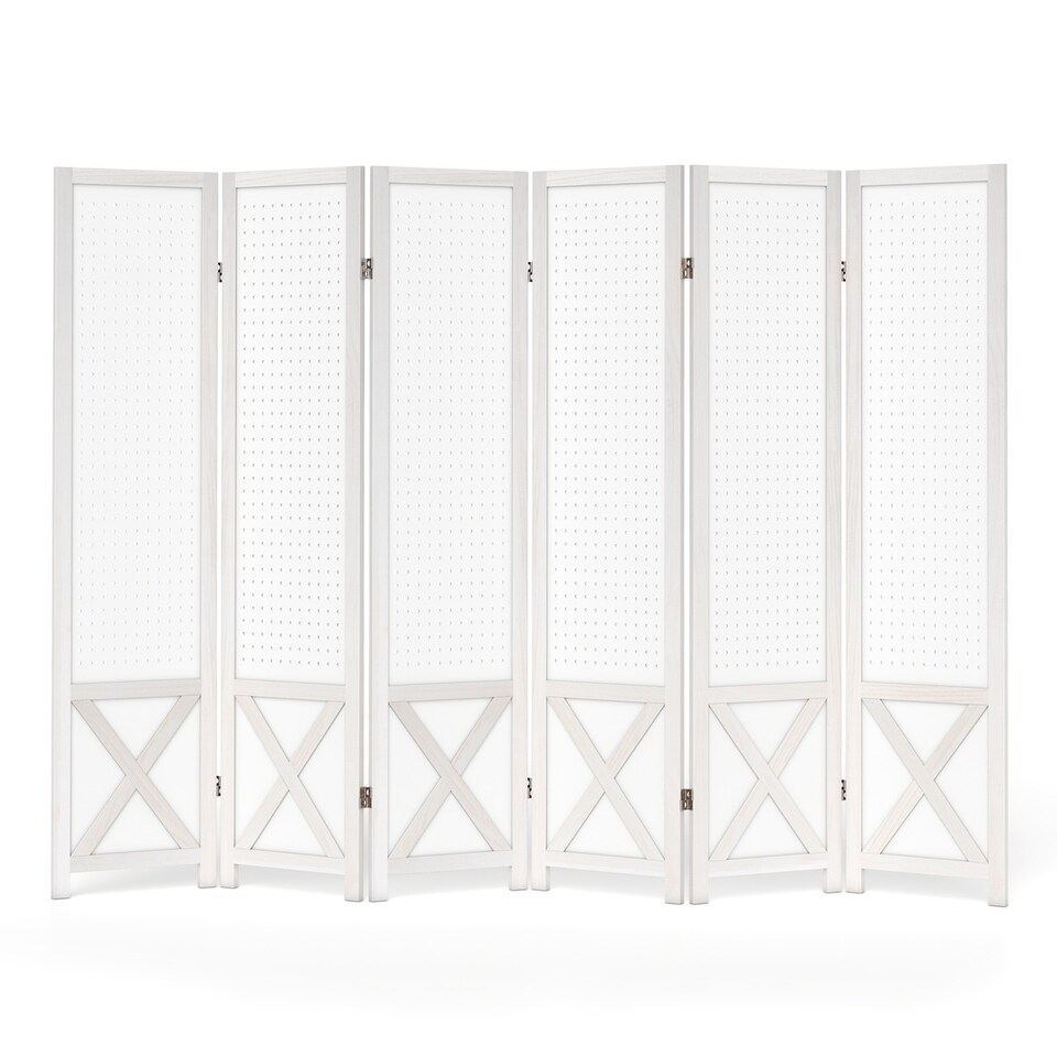 image 1 of COSTWAY 6 Panel 246 x 170 cm Folding Room Divider with Pegboard Display