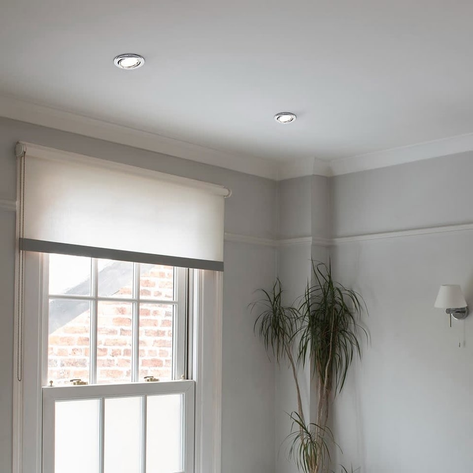 image 1 of ValueLights 6 Pack Fire Rated Tiltable Chrome Downlights Cool White Bulbs | Chrome