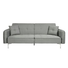 Grey Linen Sofa Bed with 2 Cushions