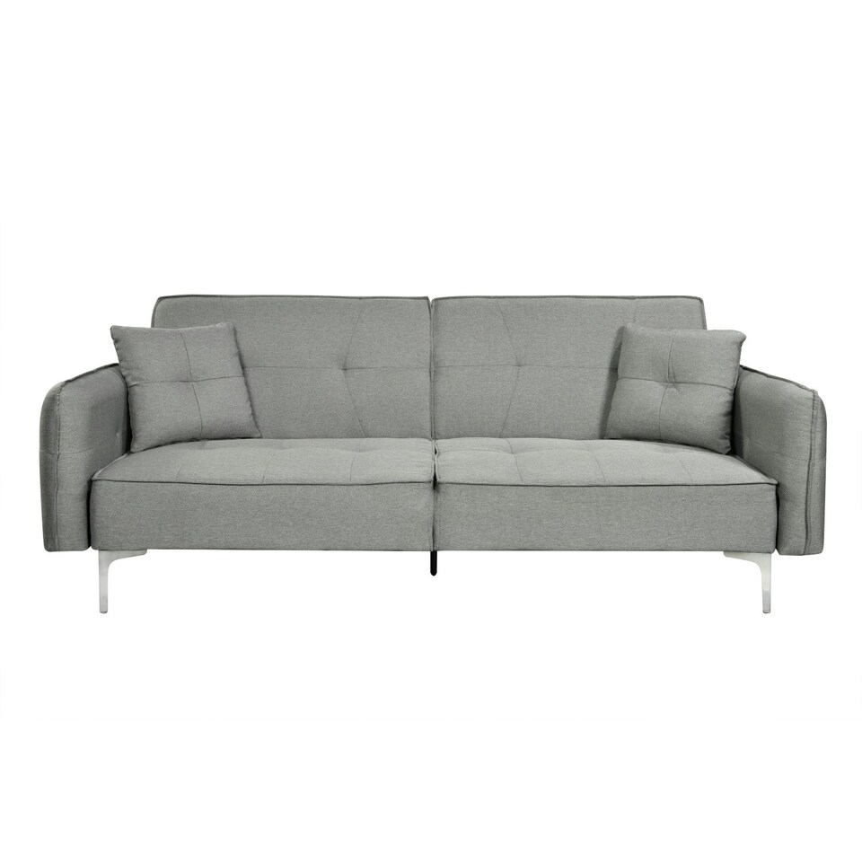 image 1 of Grey Linen Sofa Bed with 2 Cushions