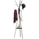 image 1 of HOMCOM Freestanding Metal Coat Rack Stand 9 Hooks Clothes Tree with 1 Shelf Hat Display Hall Tree Hanger Bag Umbrella Hanging Organiser Black
