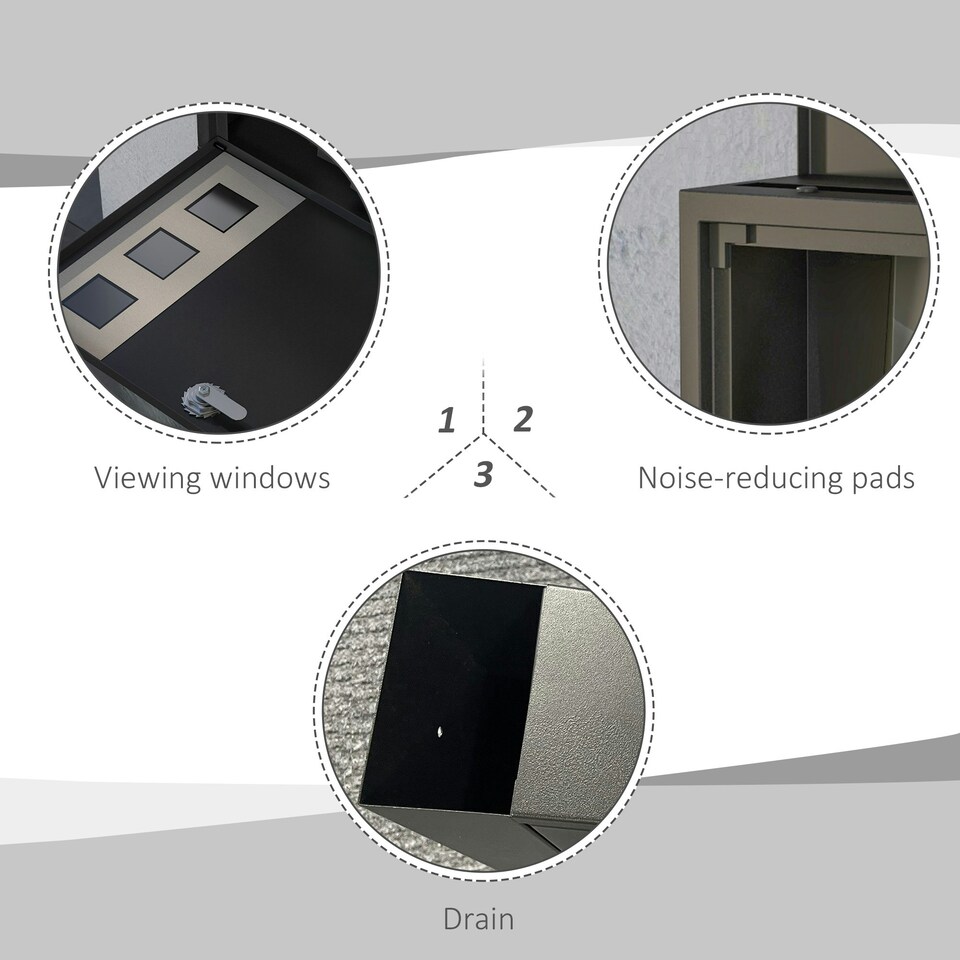image 1 of HOMCOM Wall Mounted Letterbox Mailbox with Windows and Keys Easy to Install Black