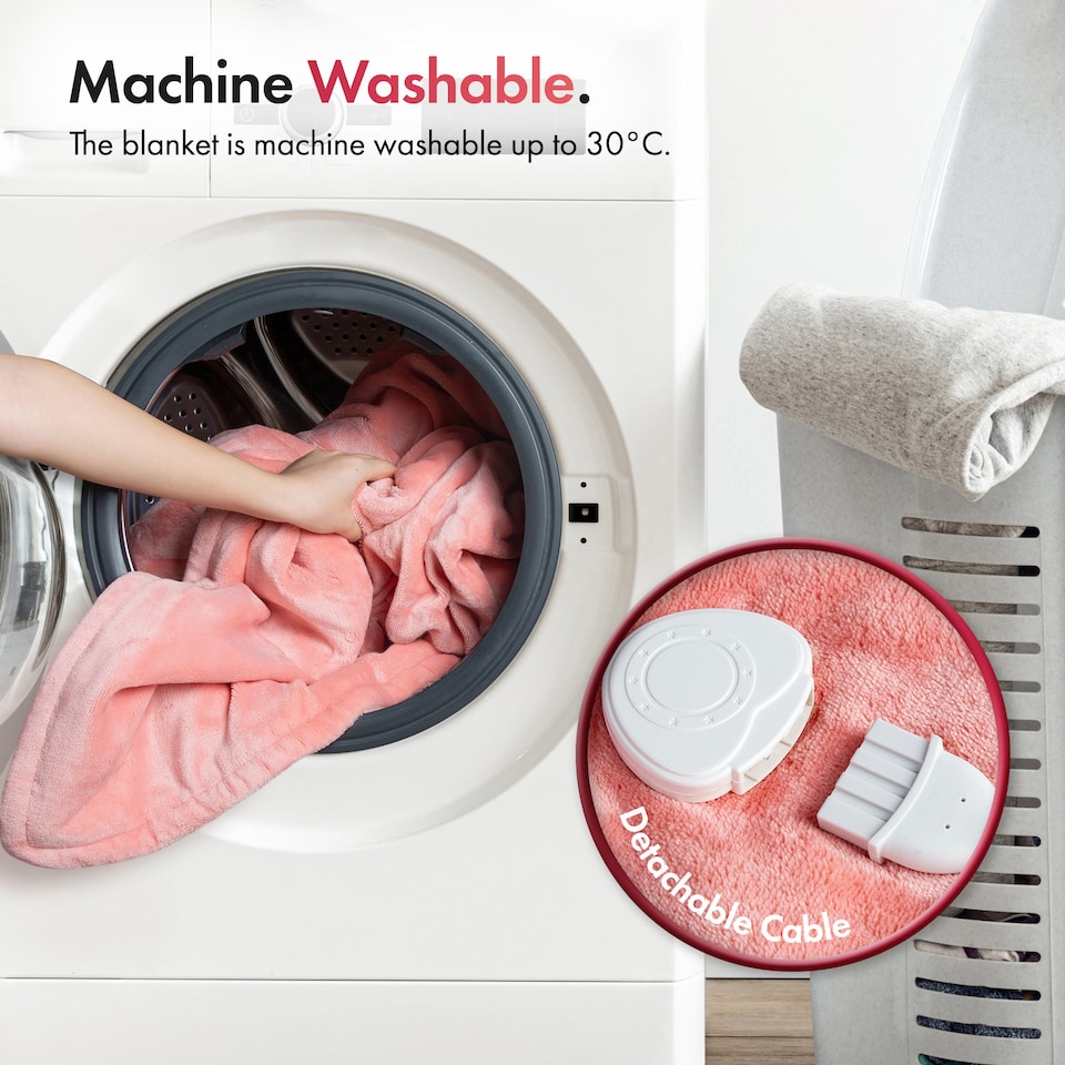 image 1 of VonHaus Heated Throw Blanket with Digital Control Pink