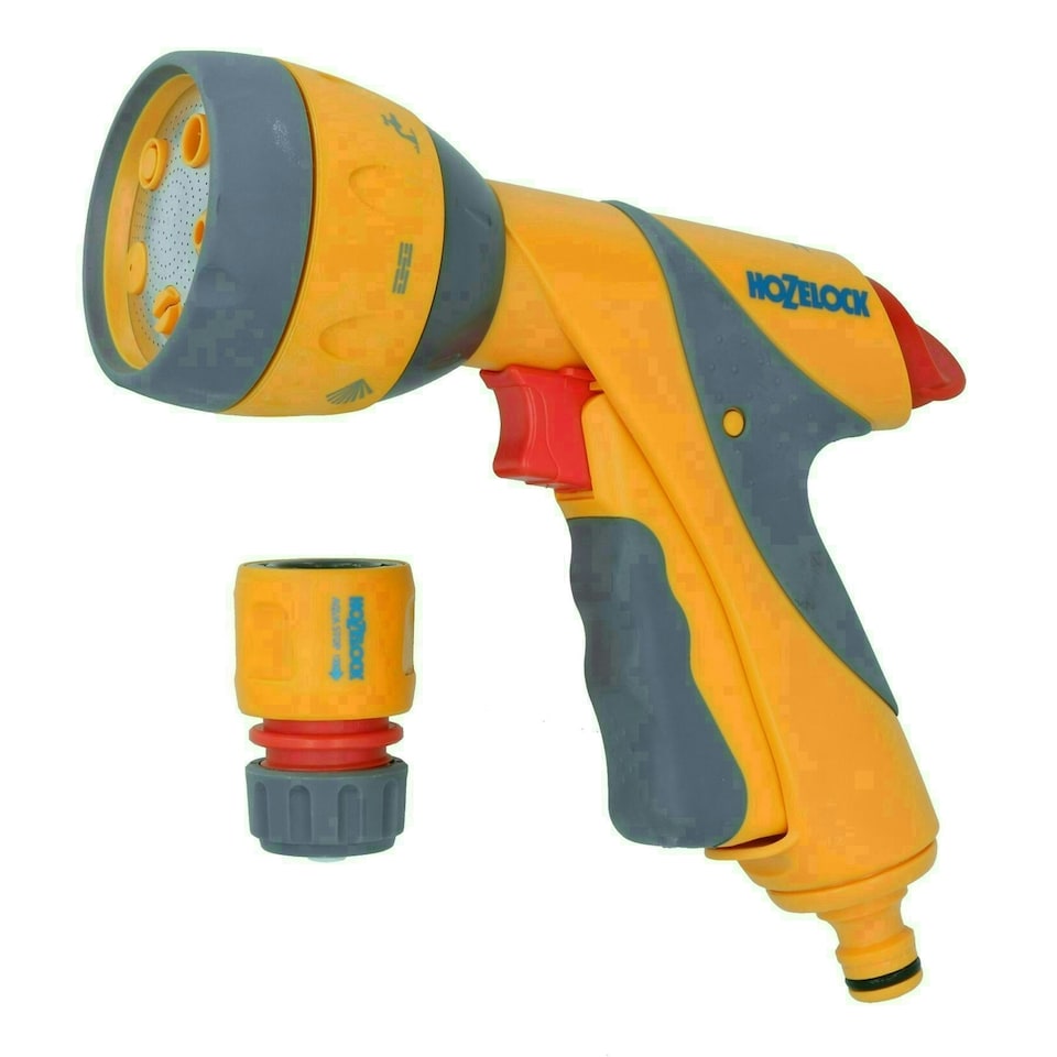 image 1 of Hozelock Multi Spray Plus Nozzle Garden Hose Pipe Water Gun 6 Functions