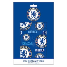 Chelsea FC 2 Sheets & 2 Tags Gift Wrap