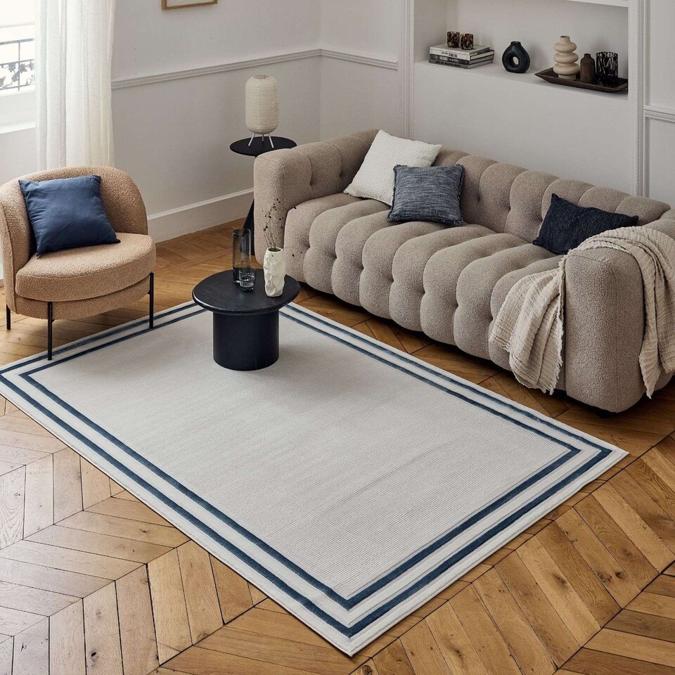 image 1 of The Rugs Carmel Collection Bordered Area Floor Rug Runner Soft Pile Living Room Bedroom