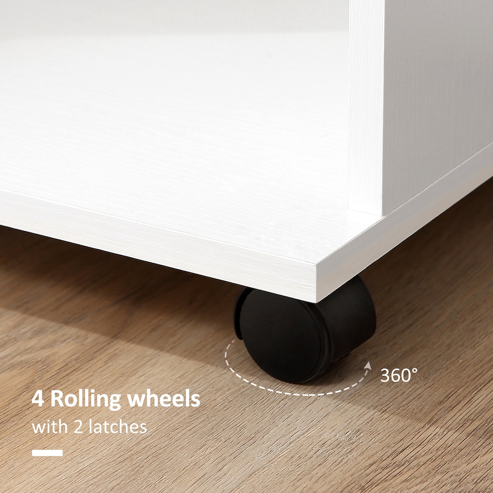 image 1 of HOMCOM Rolling Open Wardrobe Hanging Rail Storage Shelves for Clothes, White