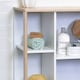 image 3 of Showerdrape Varallo Matt White & Bamboo Floor Bathroom Cabinet with Display Shelves | White | 1
