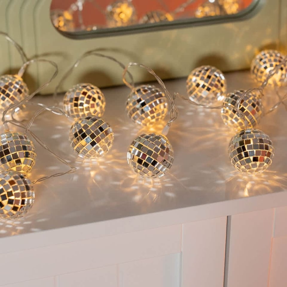 image 1 of ValueLights String Lights Mirror Silver String Light and Integrated LED 1W Warm White 1000K Bulb