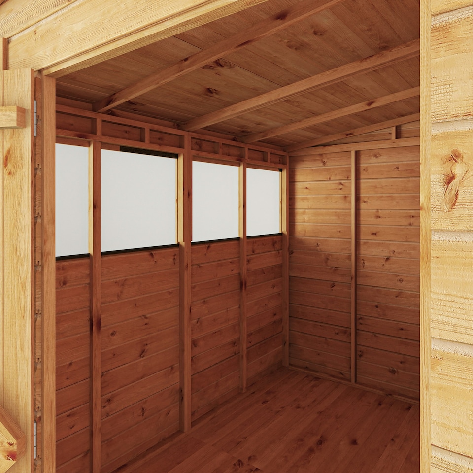 image 1 of 8 x 6 Garden Shed Pent Roof Wooden Shiplap Storage Shed Brown