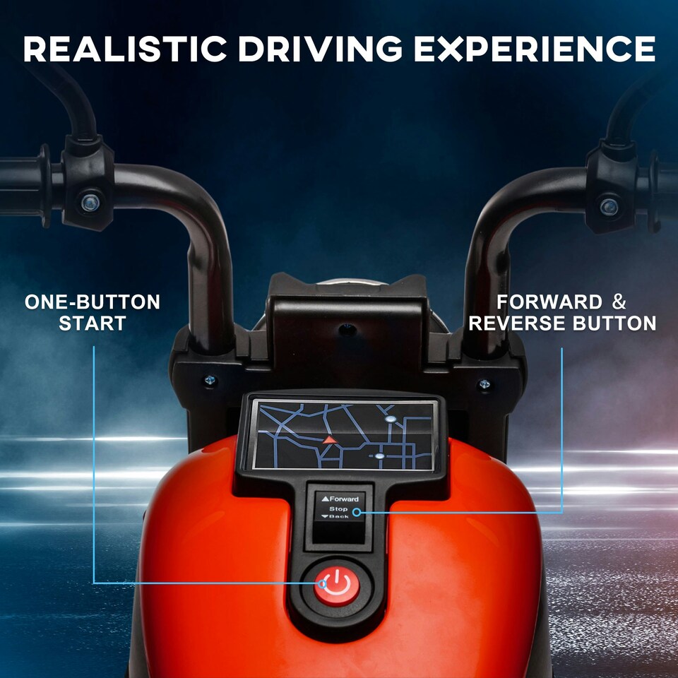 image 1 of HOMCOM 6V Electric Motorbike with Training Wheels, One-Button Start - Red