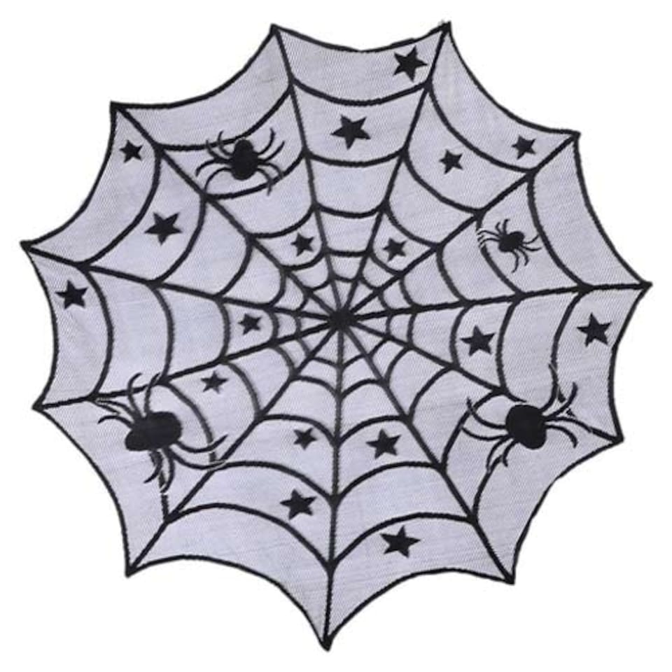 Black Spider's Web Halloween Round Tablecover 1m