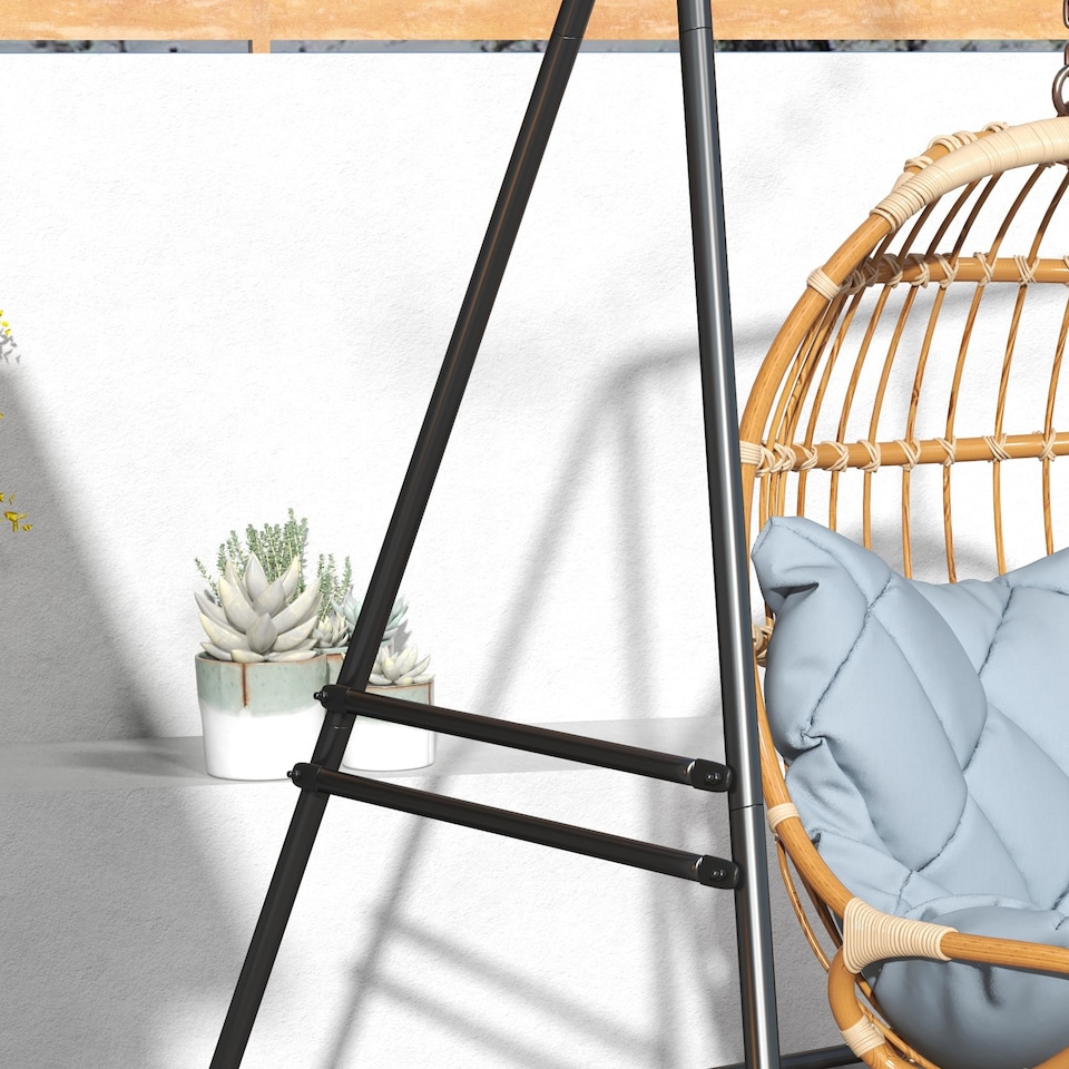 image 1 of Outsunny Hammock Chair Stand Metal Frame Hammock Stand Only, Black | Black