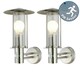 image 2 of Set of 2 Treviso - Brushed Stainless Steel Motion Sensor Outdoor Security Lights | Grey | Clear | 2