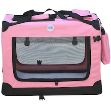 HugglePets Fabric Crate Foldable Pet Carrier Pink | S
