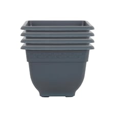 Bell Pot 4x 37cm Square Plastic Garden Planter Black