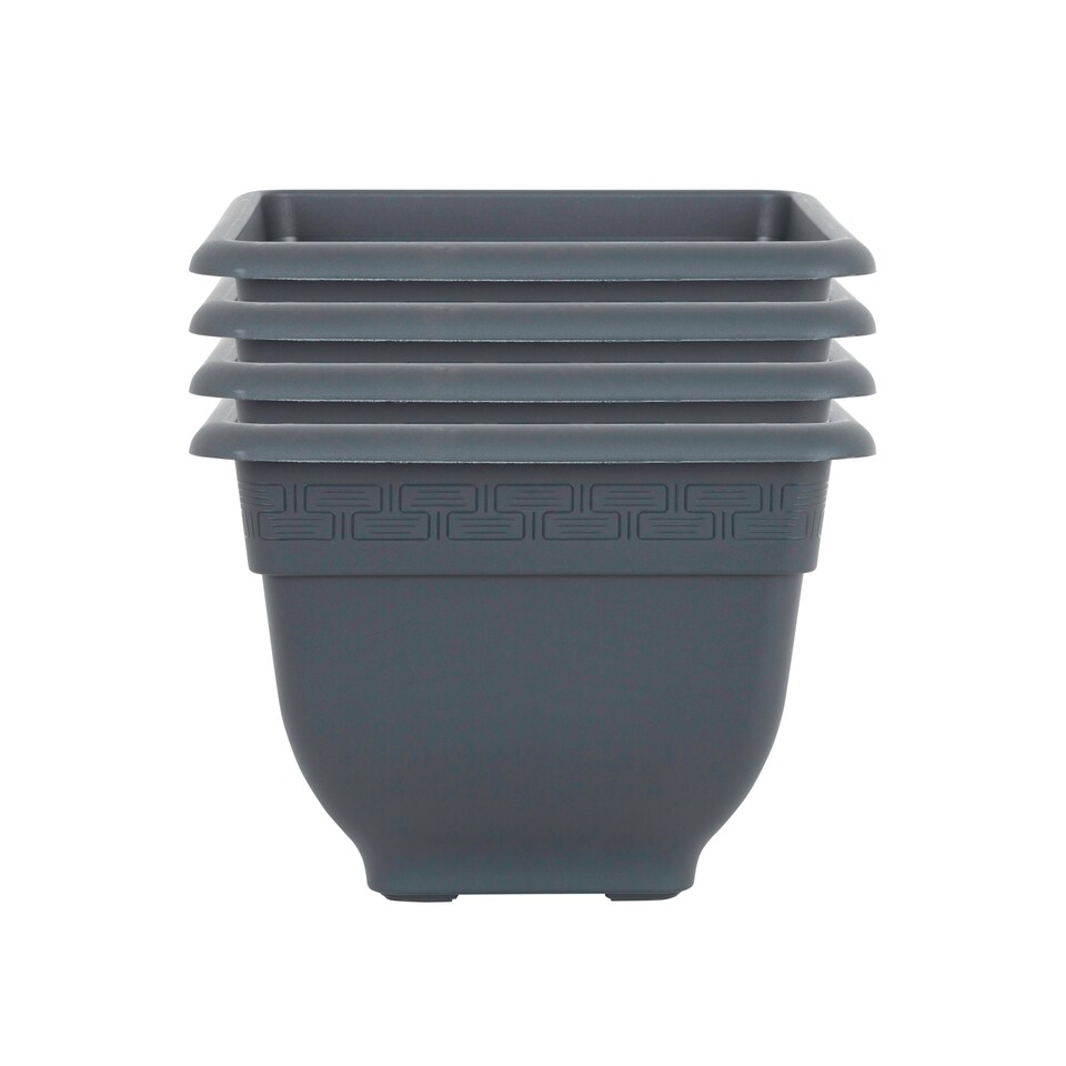 image 1 of Bell Pot 4x 37cm Square Plastic Garden Planter Black