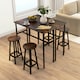 image 8 of HOMCOM 6-Piece Industrial Bar Table Set, 2 Kitchen Tables with 4 Stools, Brown