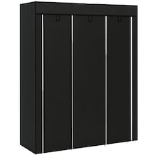 HOMCOM Fabric Portable Wardrobe with 8 Shelves 2 Hanging Rails, Black Black