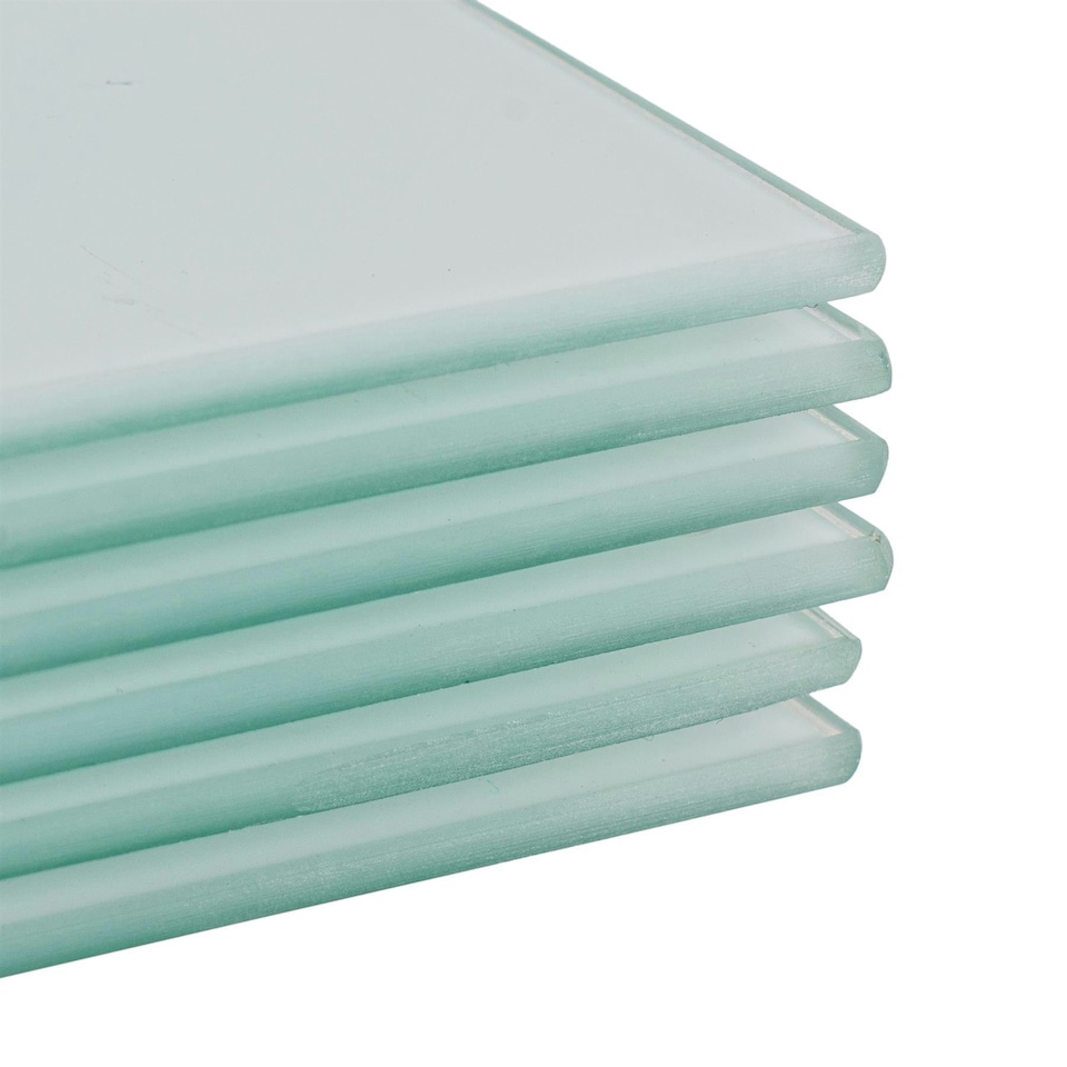 image 1 of Harbour Housewares 12pc Glass Dining Set - White - Placemats + Square Coasters - 30 x 20cm White