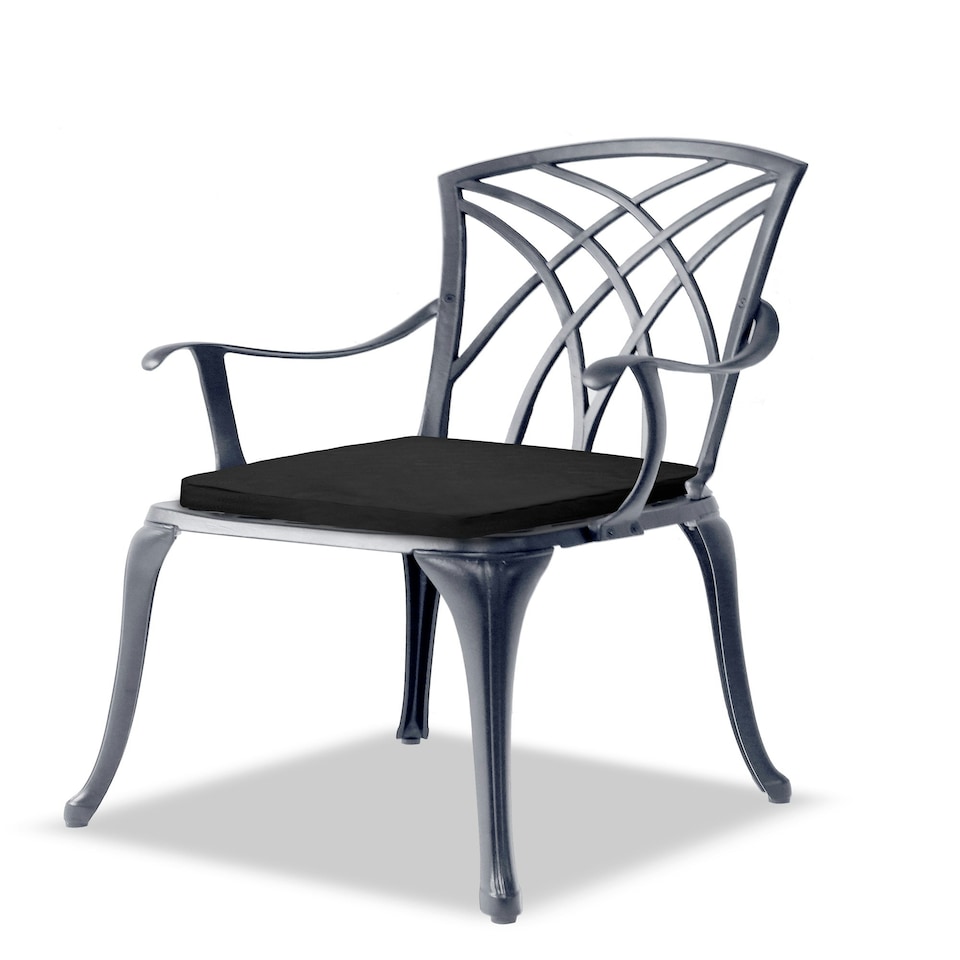 image 1 of Centurion Supports OSHOWA Luxurious Garden and Patio Table and 2 Large Chairs with Armrests Cast Aluminium Bistro Set - Grey with Black Cushions
