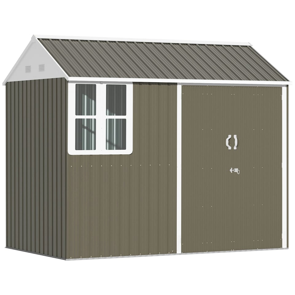 image 1 of Outsunny 8 x 6ft Metal Garden Shed Outdoor Storage Shed with  Doors Window