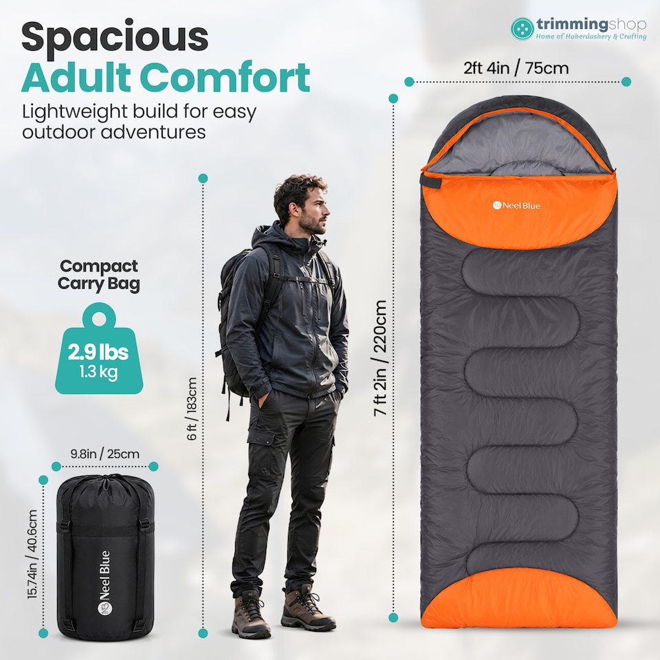 image 1 of 300GSM Sleeping Bag for Adults, Waterproof Camping Gear - 4 Season
