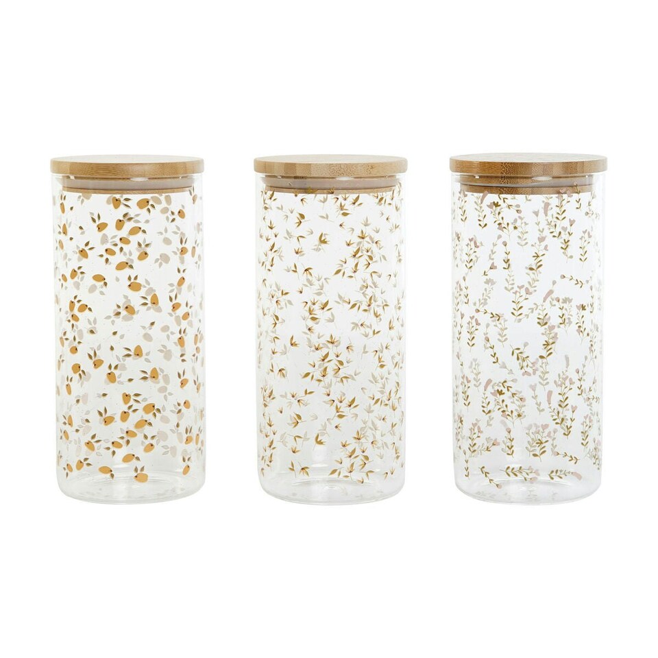 image 1 of Tin DKD Home Decor Green Pink Mustard Natural Silicone Bamboo Borosilicate Glass Shabby Chic 1,4 L (4 Units) N/A