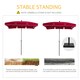 image 6 of Outsunny 2 x 1.3m Garden Parasol Umbrella, Outdoor Market Table Umbrella with Ruffles  Aluminium Pole, Rectangular Tilting Parasol Sun Shade Canopy, Red