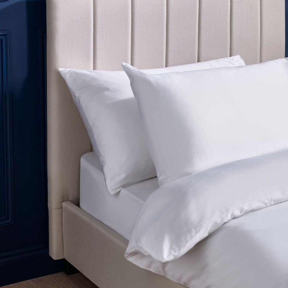 image 1 of Hazel Oatmeal Linen Upholstered Bed Frame -  Single (90cm)