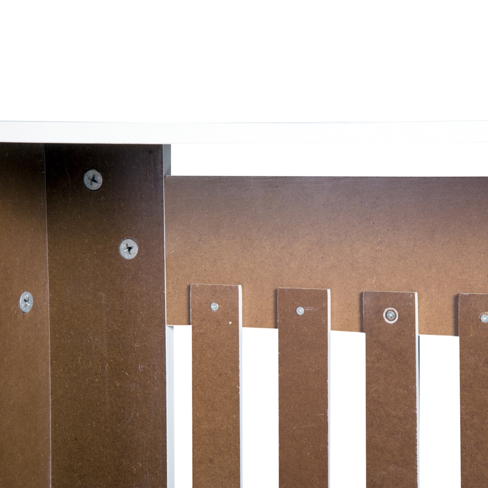 image 1 of HOMCOM Slatted Radiator Cover Painted Cabinet MDF Lined Grill in White (78L x 19W x 81H cm)