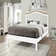 image 1 of 5ft King Size White & oak finish chunky, strong solid wood wooden bed frame.Curved headboard head end, low foot end board
