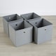 image 2 of Foldable Canvas Storage Folding Box Fabric Cube Cloth Bag 4 Piece Set | Grey