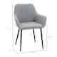 image 3 of HOMCOM Dining Chairs Set of 2, Upholstered Linen Fabric Kitchen Chairs with Metal Legs for Living Room Dining Room, Light Grey