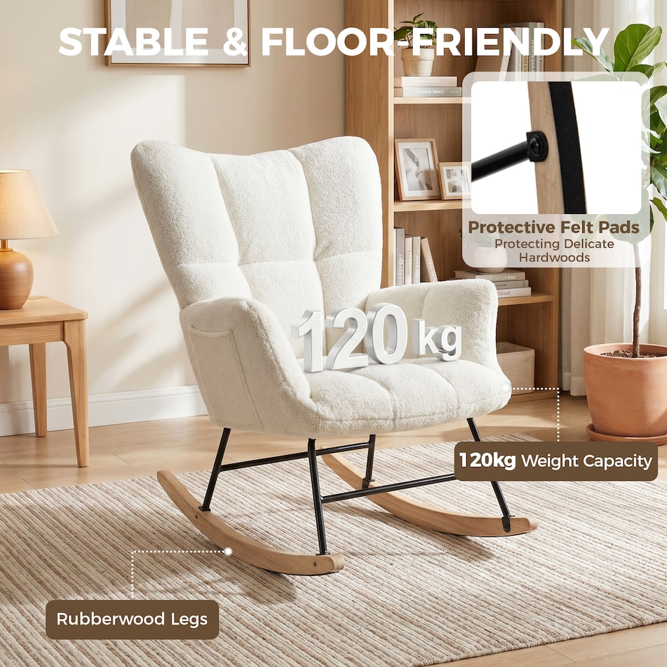 image 1 of HOMCOM Tufted Rocking Chair with Side Pockets