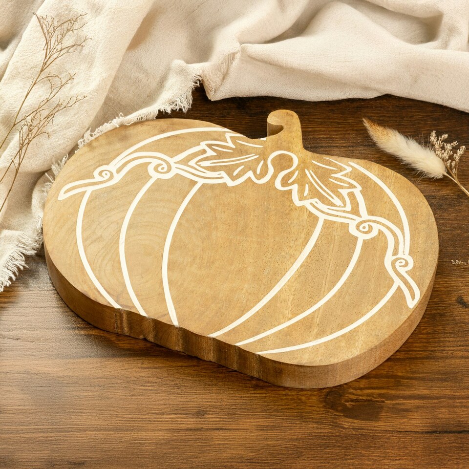 image 1 of Marco Paul25cm Wooden Pumpkin Free-Standing Autumn Decoration